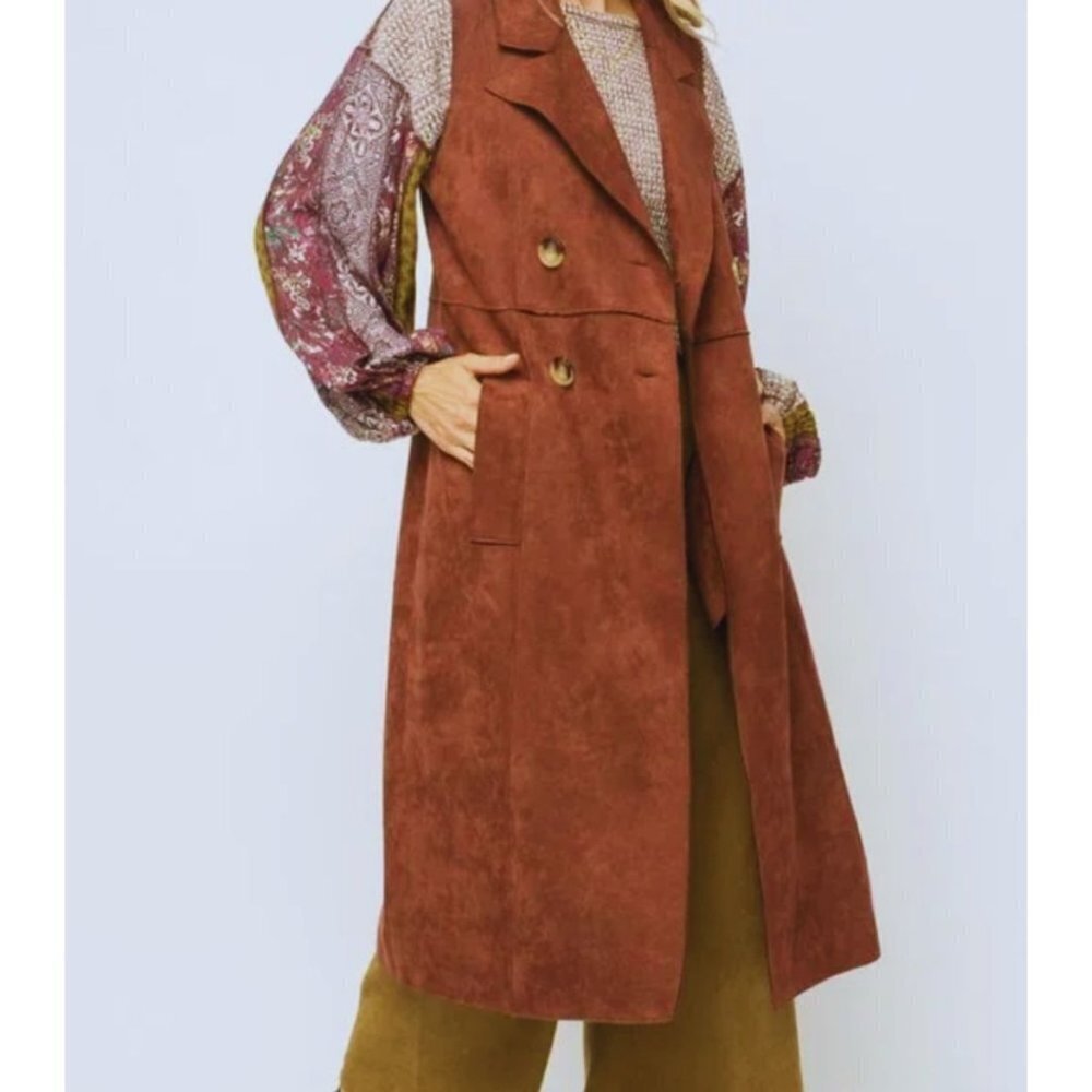 ANTHROPOLOGIE Long Faux Suede Vest XS
